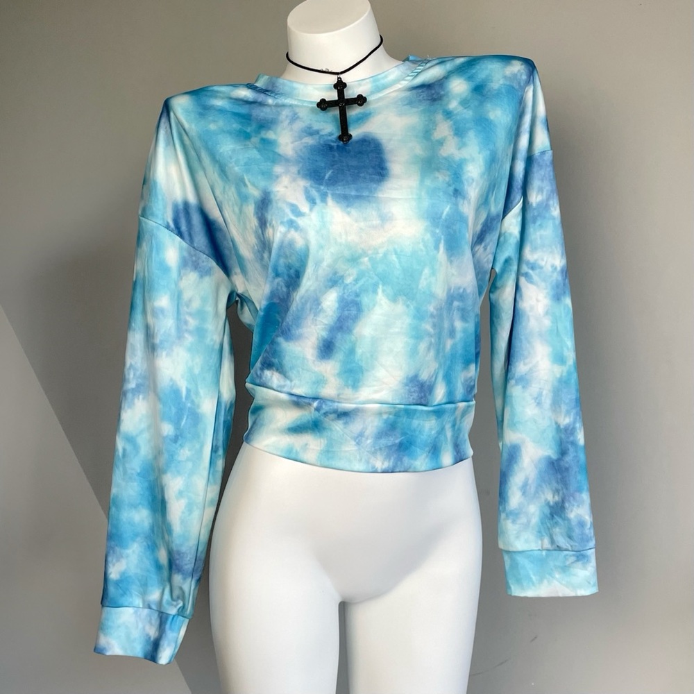 Y2K Harajuku Blue Tie-Dye Cropped Top